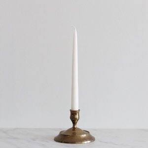 Aged Minimal Brass Candle Holder
